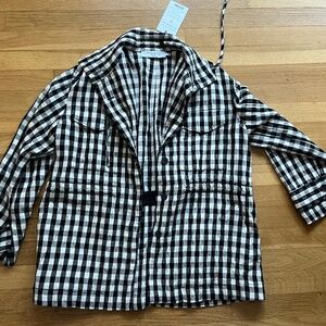 MM.LaFleur Allison 1.0 Gingham Anorak Jacket NWT Women’s XS Black White
